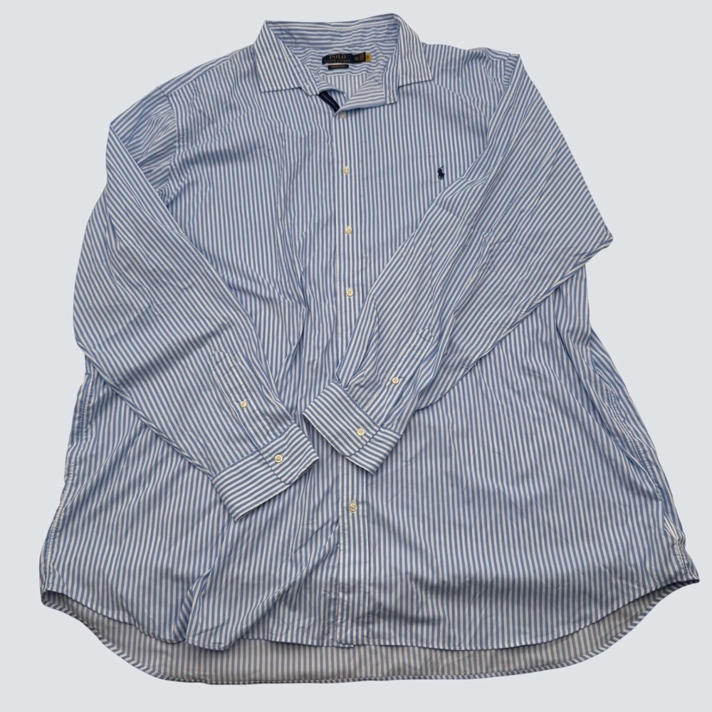 Polo Ralph Lauren Performance Shirt Mens 4XLT Blue White Striped Wicking Stretch